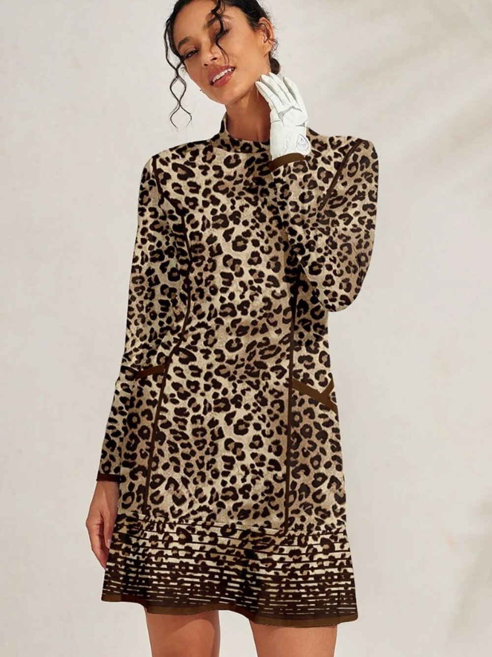 NWT Acegolfs Wildlife Party Long Sleeve Ruffle 36.5 Inch Dress
